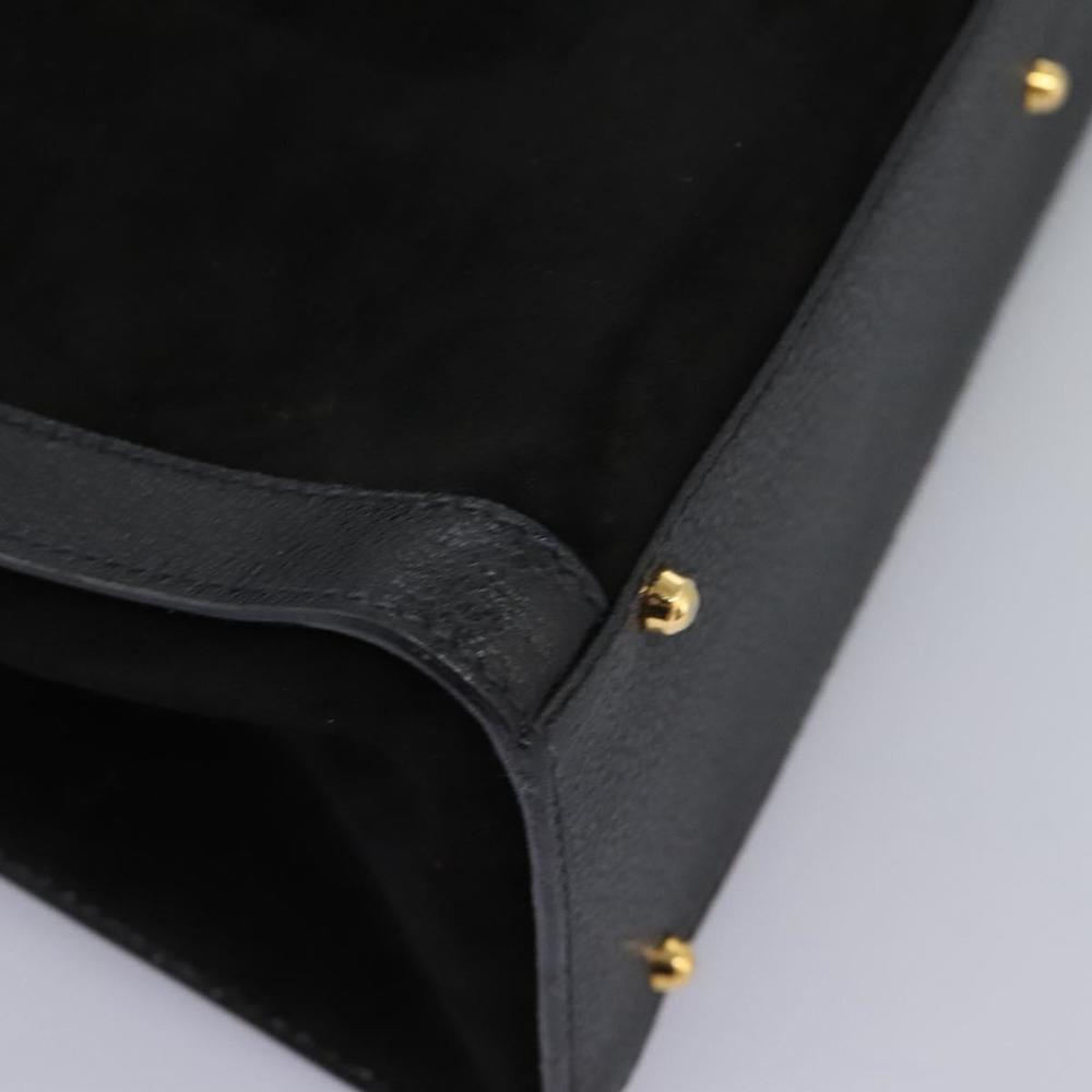 GUCCI Bamboo Hand Bag Suede Black Gold 002 2853 0260 0 Auth fm4365 - Picture 10 of 16